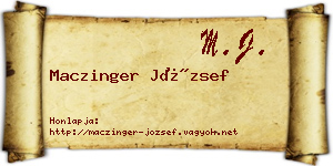 Maczinger József névjegykártya
